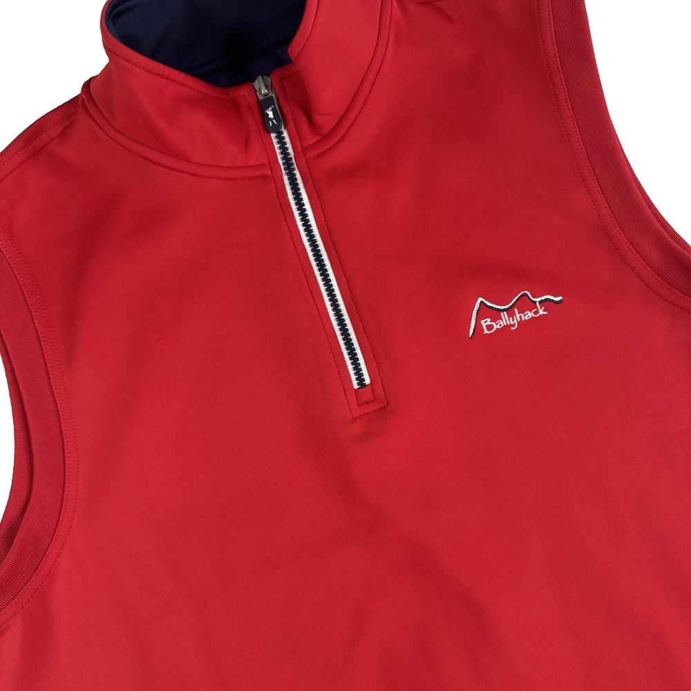 F&G Tech Ballyhack Golf Club Vest Men Medium Red Quarter Zip Performance Stretch